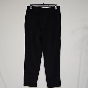 Eileen Fisher Black Side Tab Slim Pant, SIZE M, Linen Blend, Zip Front, Pockets